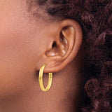 Sterling Silver Oval Hoop Earrings, Gold Plated with Smooth Polished Finish, Minimalist Design