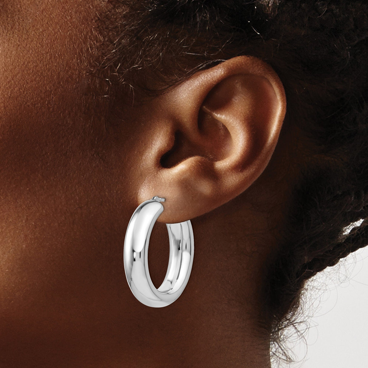 Sterling Silver Oval Hoop Earrings with High Polish Finish and Hinged Back for Women