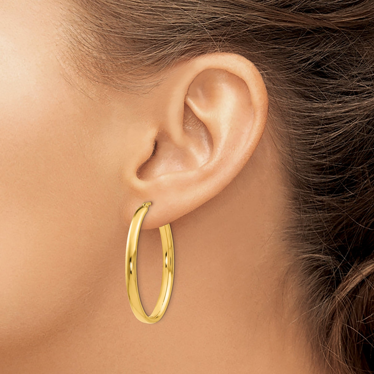 Sterling Silver Oval Hoop Earrings, Polished Minimalist Sleek Design