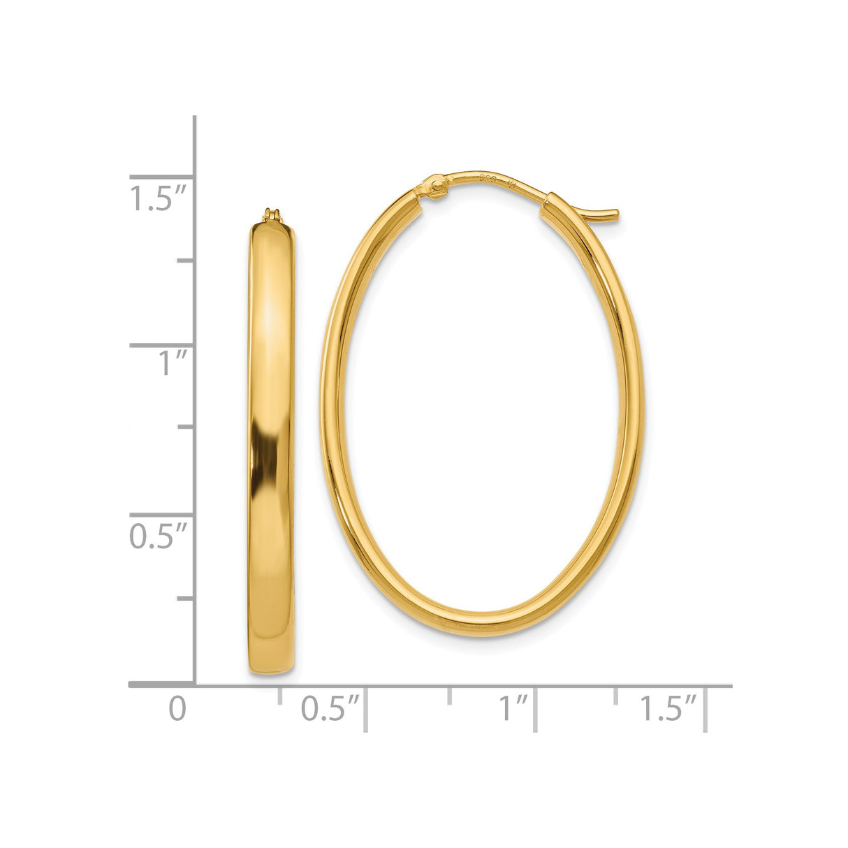 Sterling Silver Oval Hoop Earrings, Polished Minimalist Sleek Design