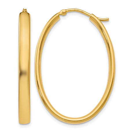 Sterling Silver Oval Hoop Earrings, Polished Minimalist Sleek Design