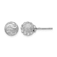 Sterling Silver Ball Stud Earrings with Textured Pave and Polished Wave Design