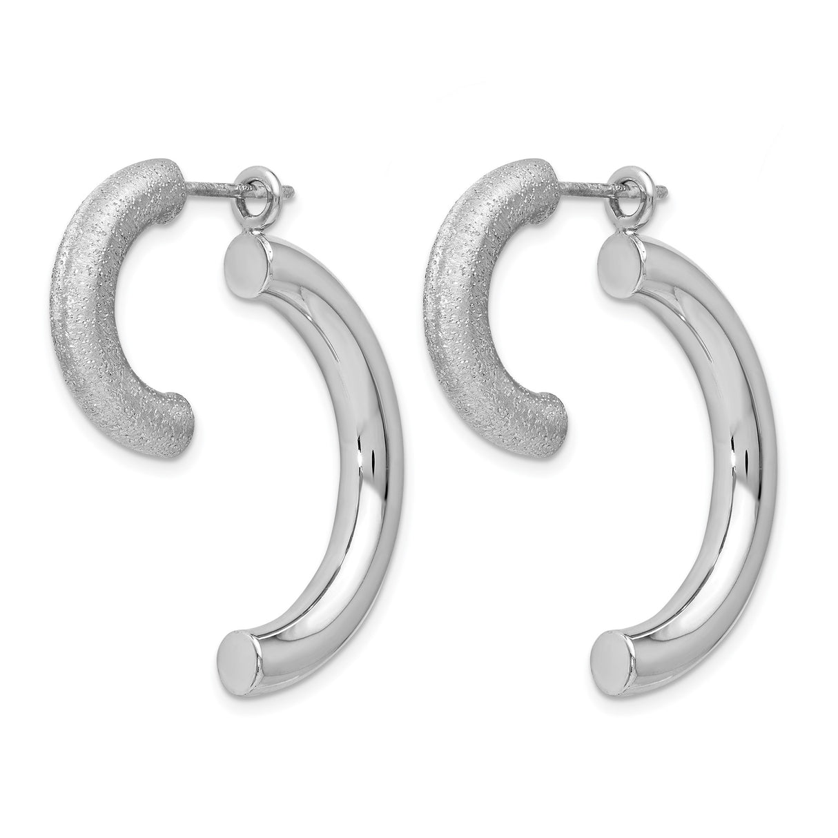 Sterling Silver Half Hoop Earrings with Matte and Polished Finish, Modern Minimalist Design