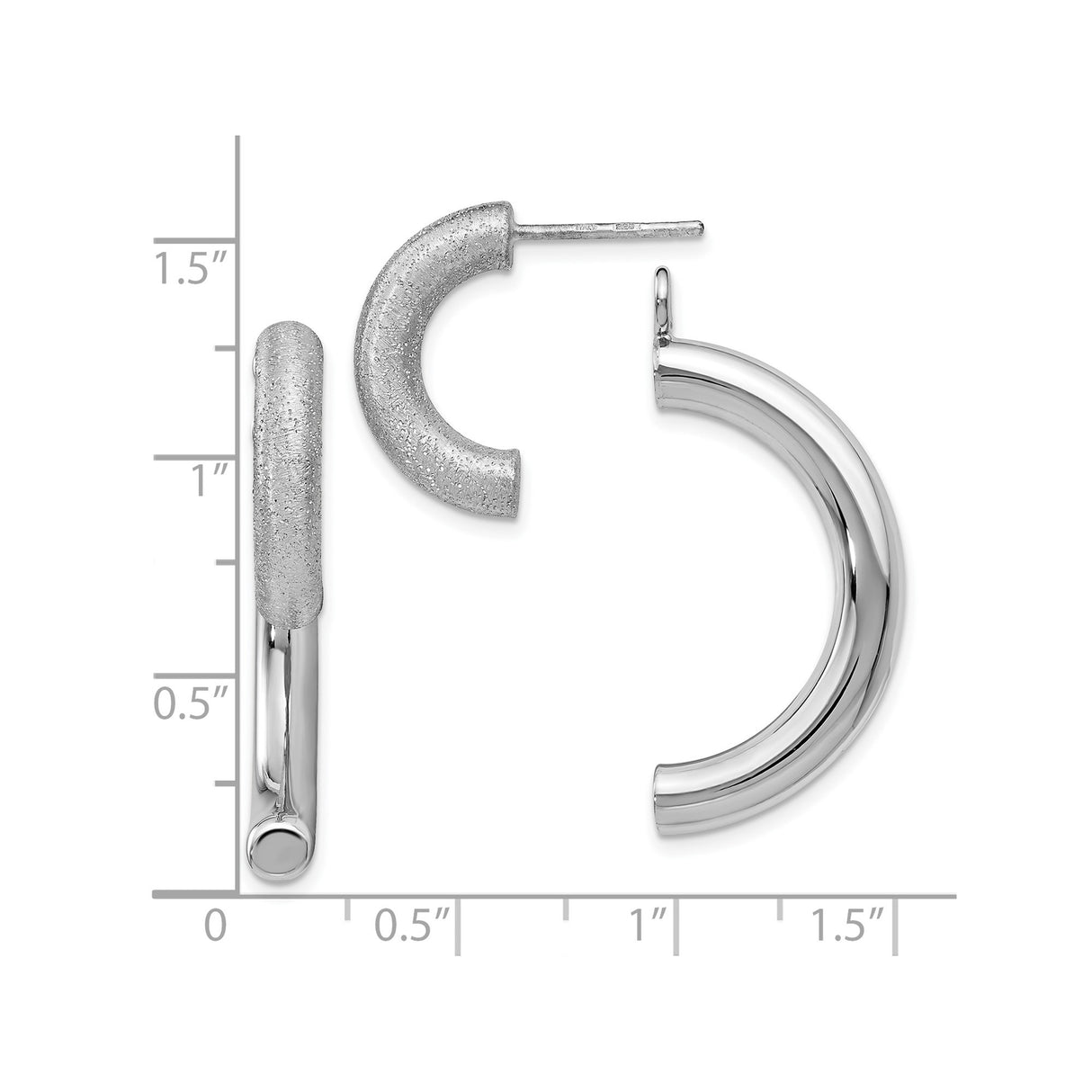 Sterling Silver Half Hoop Earrings with Matte and Polished Finish, Modern Minimalist Design