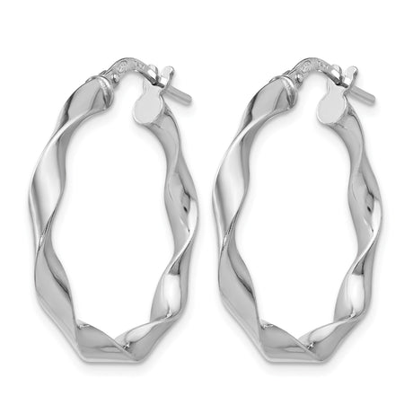 Sterling Silver Twisted Hoop Earrings, Lightweight Modern Wave Design for Women