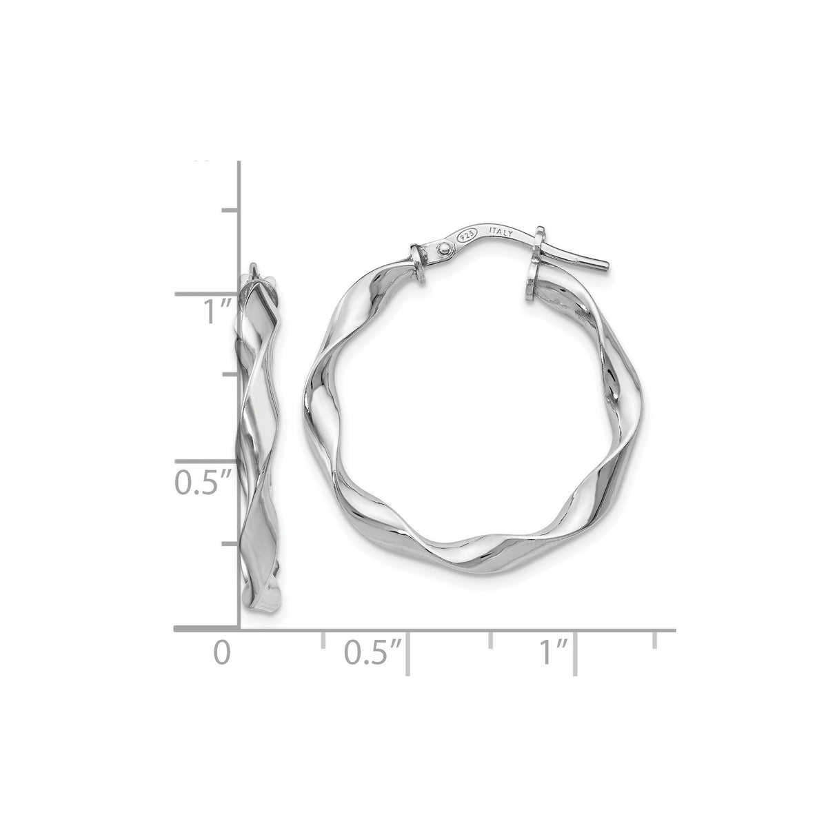 Sterling Silver Twisted Hoop Earrings, Lightweight Modern Wave Design for Women