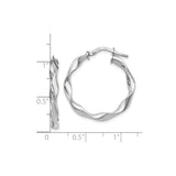 Sterling Silver Twisted Hoop Earrings, Lightweight Modern Wave Design for Women