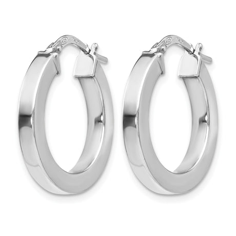 Sterling Silver Hoop Earrings, Lightweight Round Design, High Polish, Latch-Back Closure