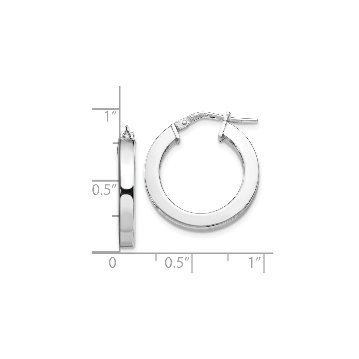 Sterling Silver Hoop Earrings, Lightweight Round Design, High Polish, Latch-Back Closure