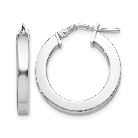 Sterling Silver Hoop Earrings, Lightweight Round Design, High Polish, Latch-Back Closure