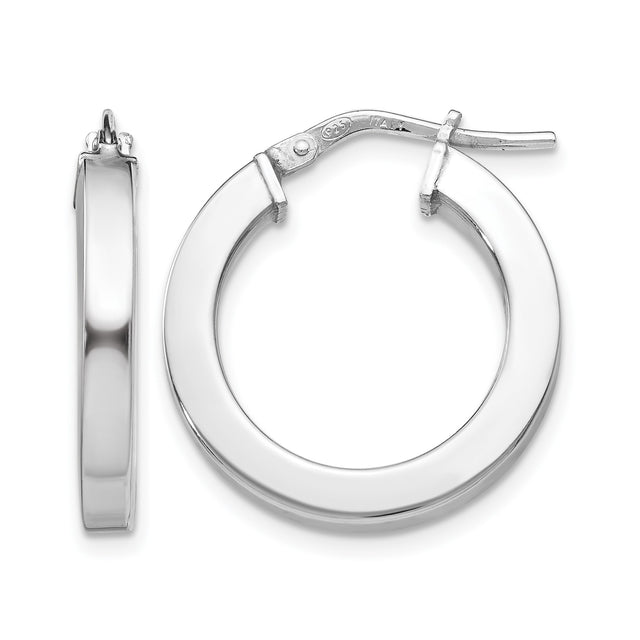 Sterling Silver Hoop Earrings, Lightweight Round Design, High Polish, Latch-Back Closure