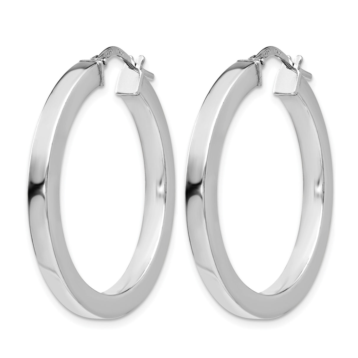 Sterling Silver Hoop Earrings, Italian Flat Open Circle Design, Lightweight Modern Style