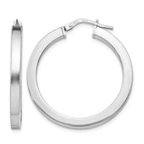 Sterling Silver Hoop Earrings, Italian Flat Open Circle Design, Lightweight Modern Style