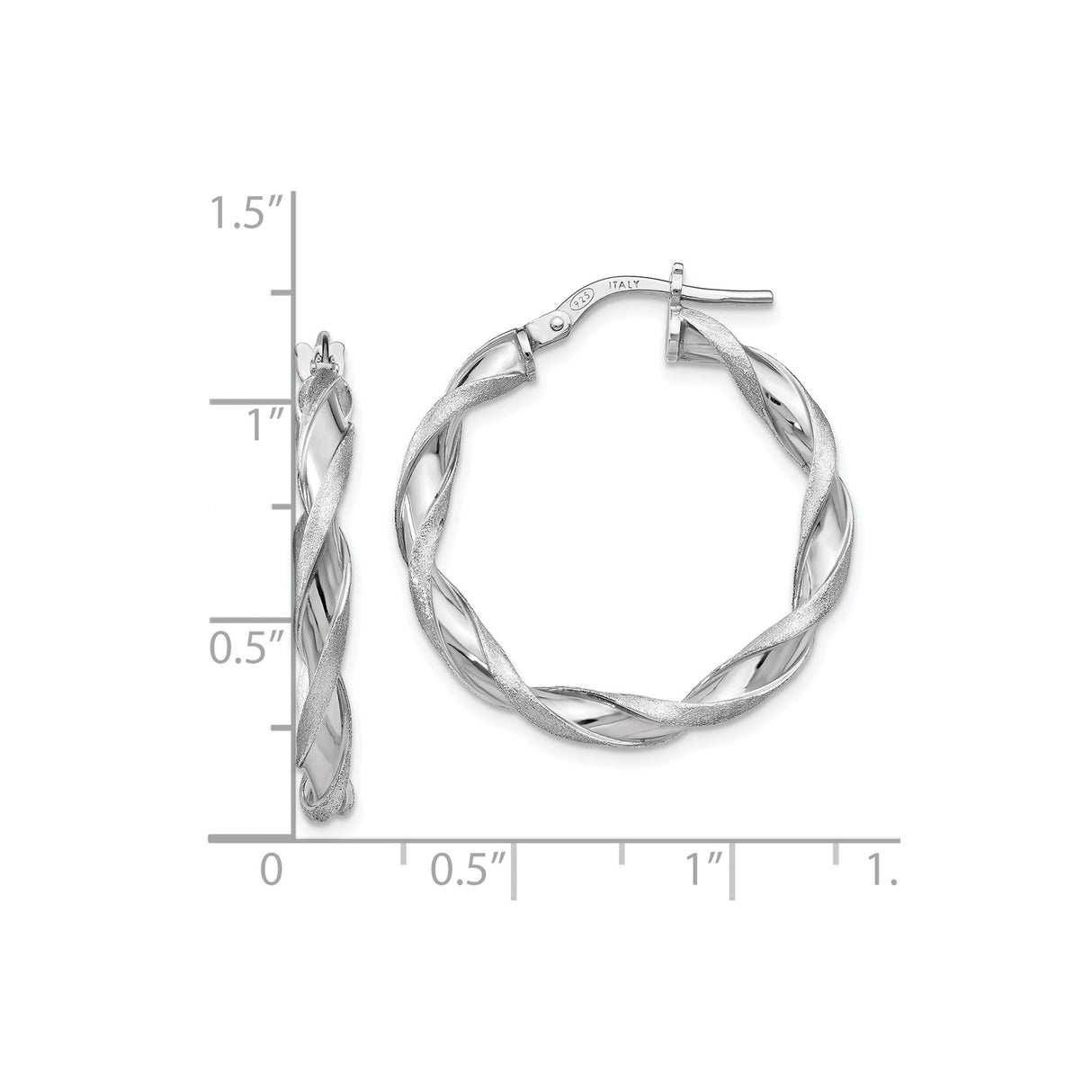 Sterling Silver Twisted Hoop Earrings with Rope Design and Textured Finish
