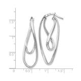 Sterling Silver Twisted Teardrop Hoop Earrings, Lightweight Modern Fluid Oval Design