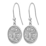 Sterling Silver Dangle Earrings with Cubic Zirconia, Openwork Wavy Design, Round Drop Style