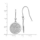 Sterling Silver Dangle Earrings with Cubic Zirconia, Openwork Wavy Design, Round Drop Style