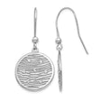 Sterling Silver Dangle Earrings with Cubic Zirconia, Openwork Wavy Design, Round Drop Style