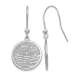 Sterling Silver Dangle Earrings with Cubic Zirconia, Openwork Wavy Design, Round Drop Style