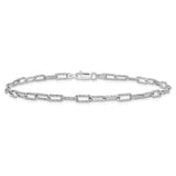 925 White Gold 1.62 mm Polished Chain Anklet, Solid alternate angle