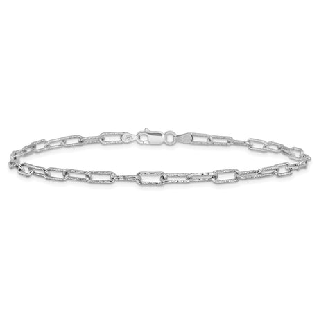 925 White Gold 1.62 mm Polished Chain Anklet, Solid alternate angle