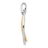 Sterling Silver Open Circle Pendant with Brushed Gold-Tone Inner Ring, Minimalist Modern Style