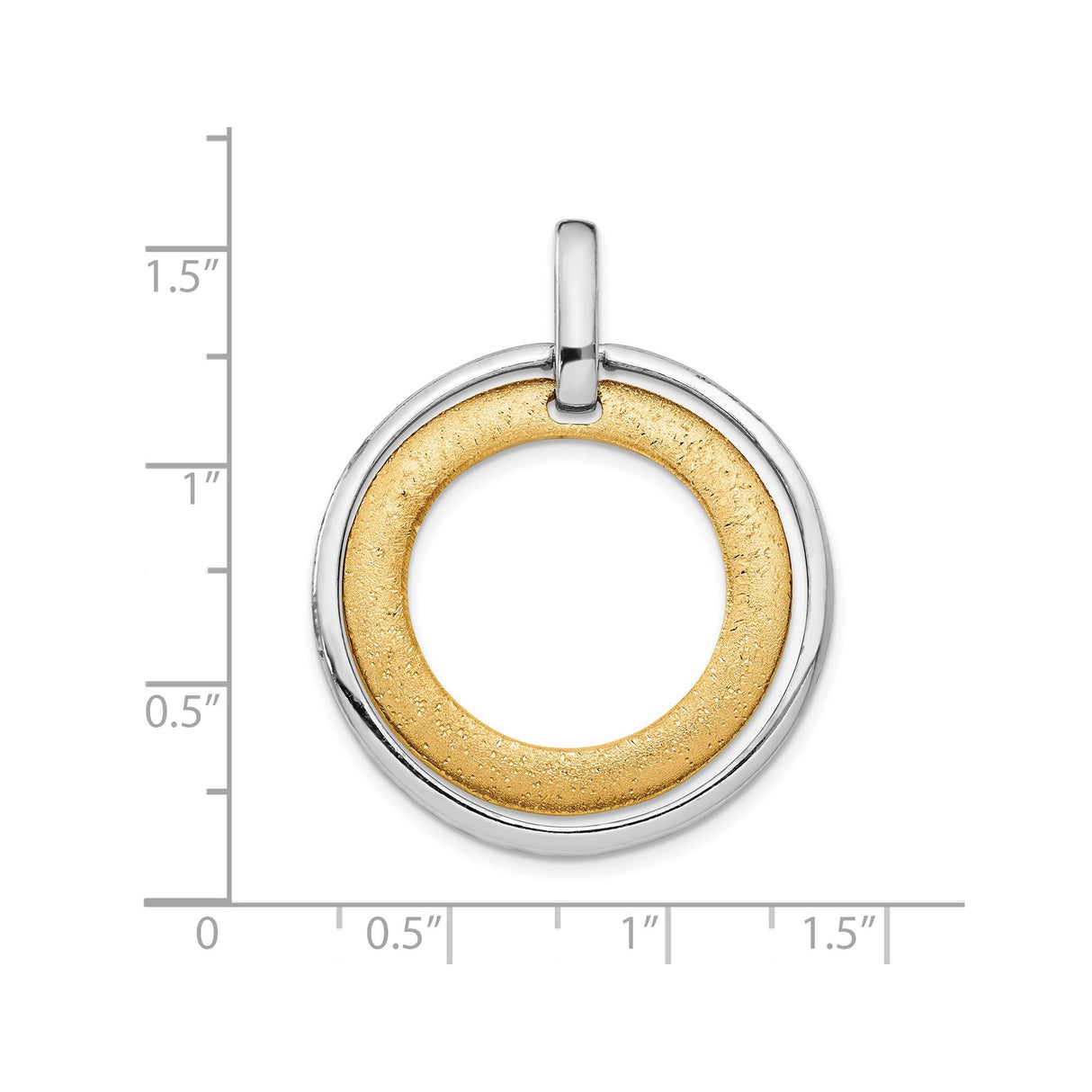 Sterling Silver Open Circle Pendant with Brushed Gold-Tone Inner Ring, Minimalist Modern Style