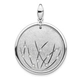 Sterling Silver Pendant with Clear Crystal Accents, Curved Line and Botanical Design for Women