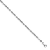925 White Gold 3 mm Polished Chain Anklet, Solid detail view