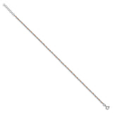 925 White Gold 3 mm Polished Chain Anklet