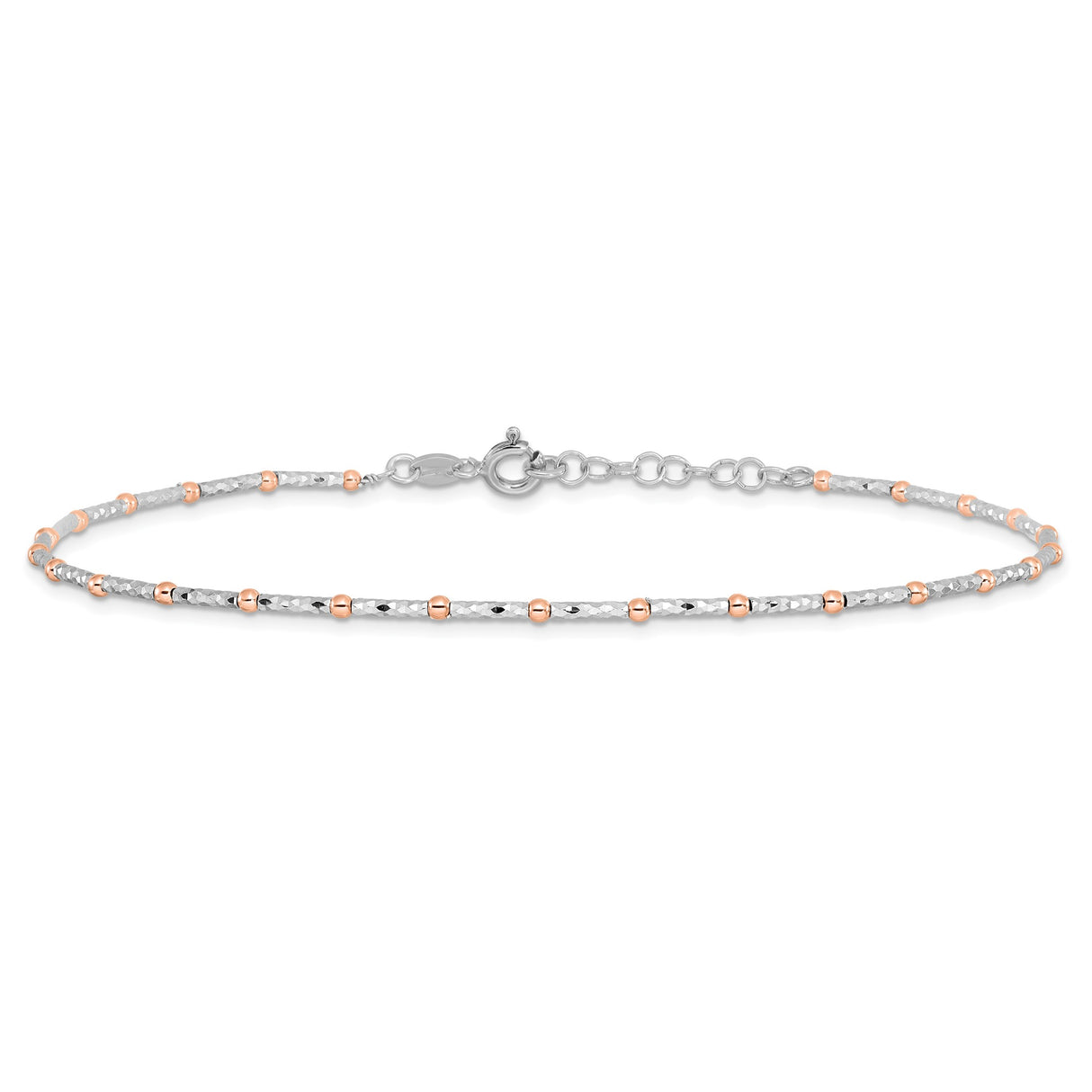 925 White Gold 3 mm Polished Chain Anklet alternate angle