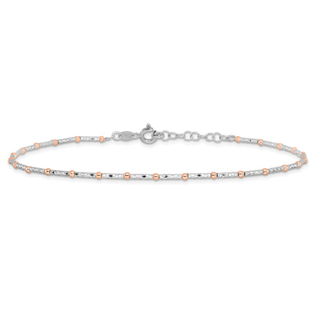 925 White Gold 3 mm Polished Chain Anklet alternate angle