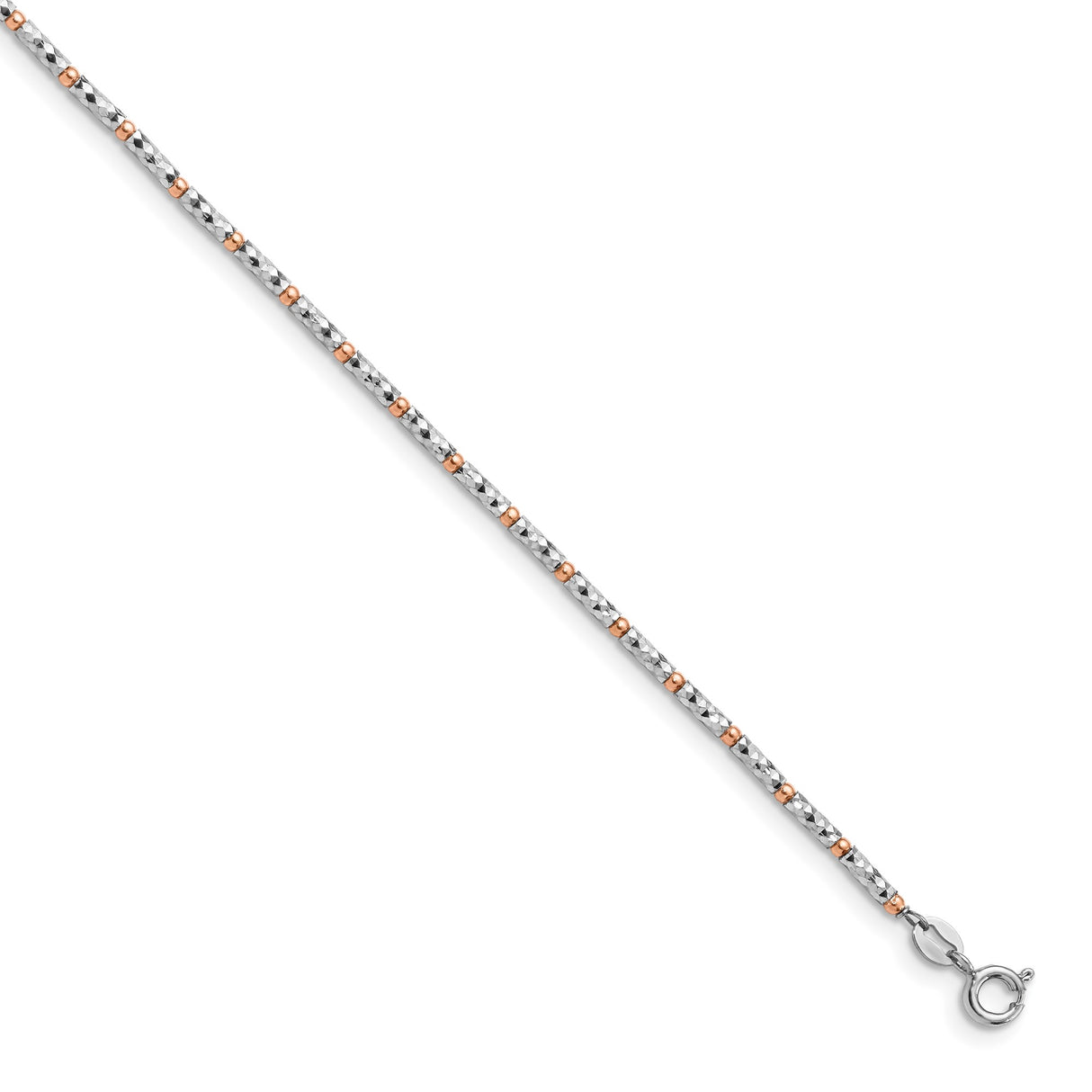 925 White Gold 3 mm Polished Chain Anklet detail view