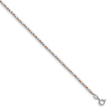 925 White Gold 3 mm Polished Chain Anklet detail view