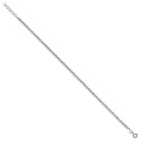 925 White Gold 3 mm Polished Chain Anklet