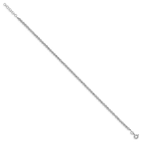 925 White Gold 3 mm Polished Chain Anklet