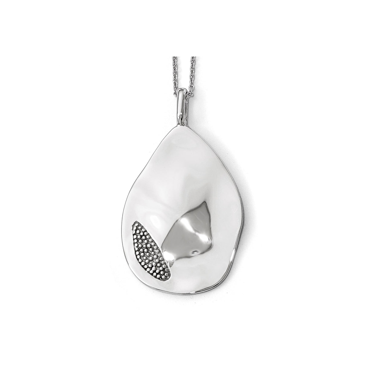 Sterling Silver Teardrop Pendant with Abstract Organic Design and Textured Accents
