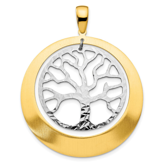 Sterling Silver Tree of Life Pendant with Gold Plated Cutout Medallion for Women