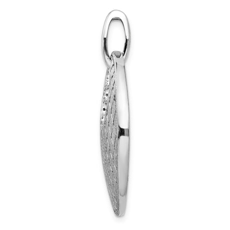 Sterling Silver Pendant with Crystal Accent, Textured Round Lattice Design, Brushed Finish