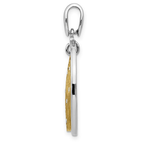Sterling Silver Spiral Pendant with Cubic Zirconia, 14k Gold Plated, Abstract Geometric Design
