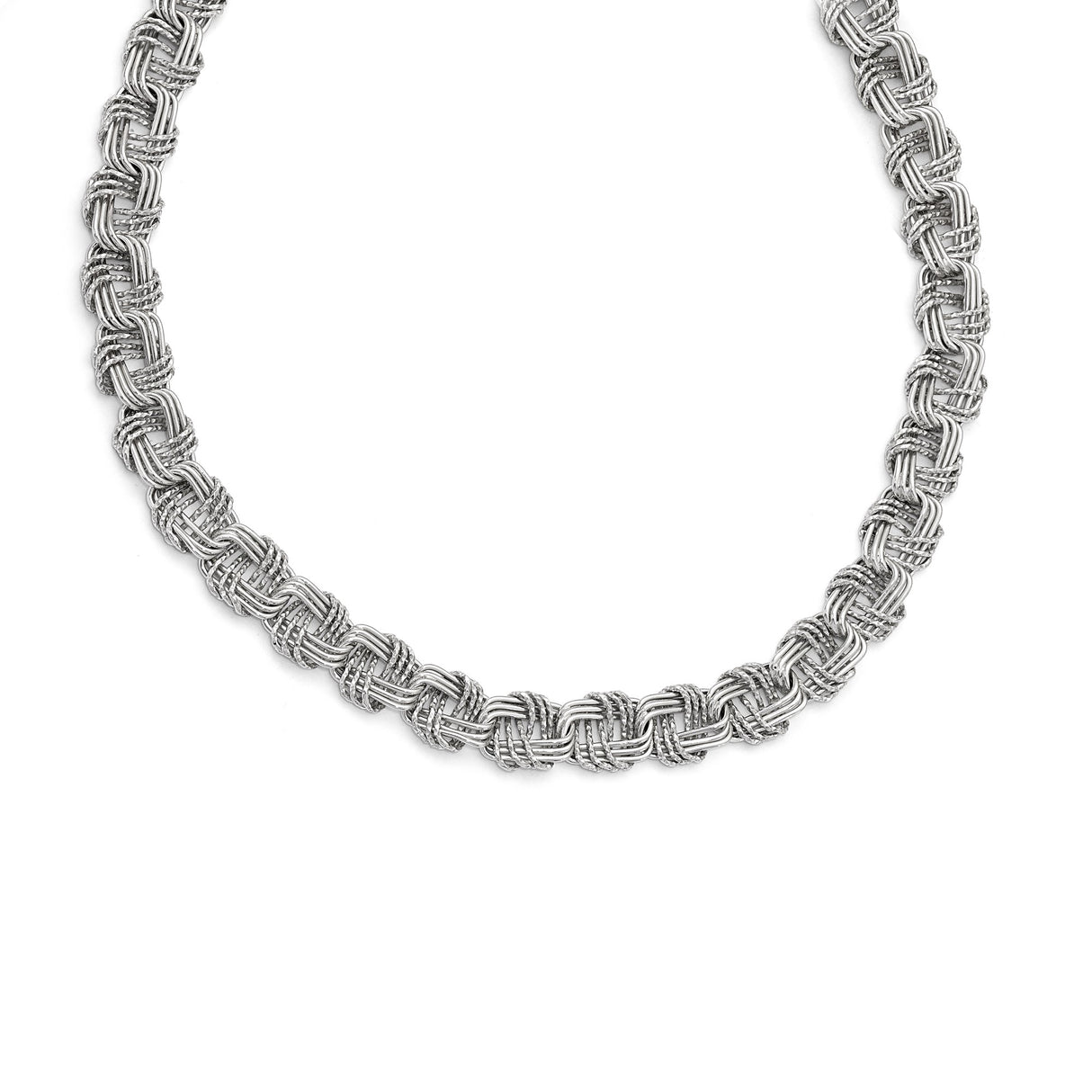 925 White Gold 12 mm Polished Chain Necklace