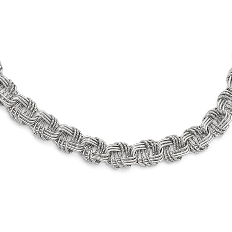 925 White Gold 12 mm Polished Chain Necklace alternate angle