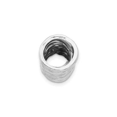 Sterling Silver Tube Bead Pendant with Textured Organic Design, Unisex Artisan Jewelry Component