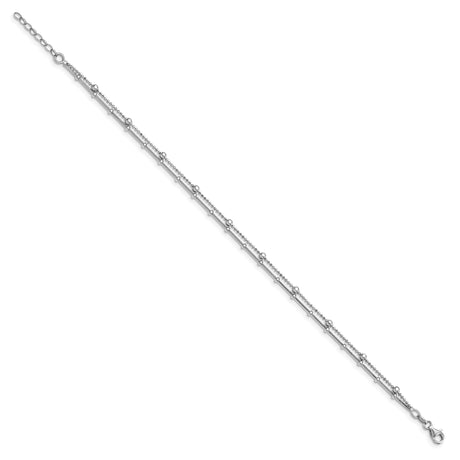 925 White Gold 3 mm Polished Chain Anklet
