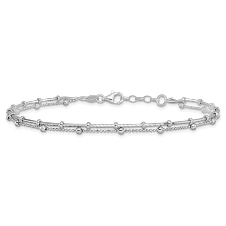 925 White Gold 3 mm Polished Chain Anklet alternate angle