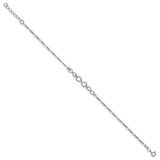 925 White Gold 2 mm Figaro Chain Anklet, Polished