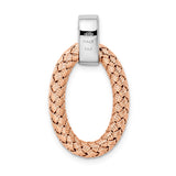 Sterling Silver Woven Oval Pendant with Cubic Zirconia Accent and Braided Texture