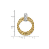 Sterling Silver Pendant with Cubic Zirconia, Braided Circle Design, Two-Tone Unity Eternity Symbol