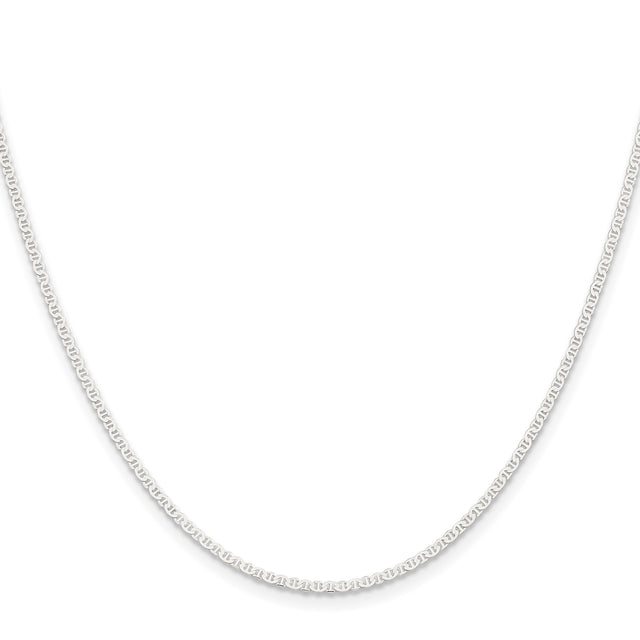 925 White Gold 1.85 mm Anchor Chain Necklace