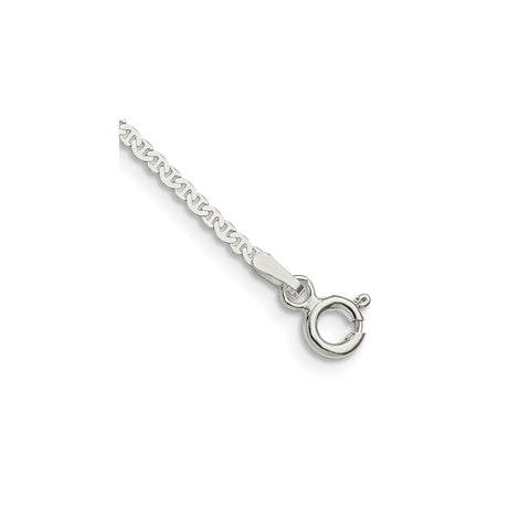 925 White Gold 1.85 mm Anchor Chain Anklet shown for scale